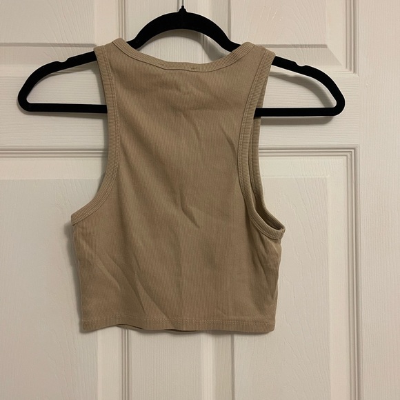 Zara Beige Ribbed Crop Top - Picture 2 of 5
